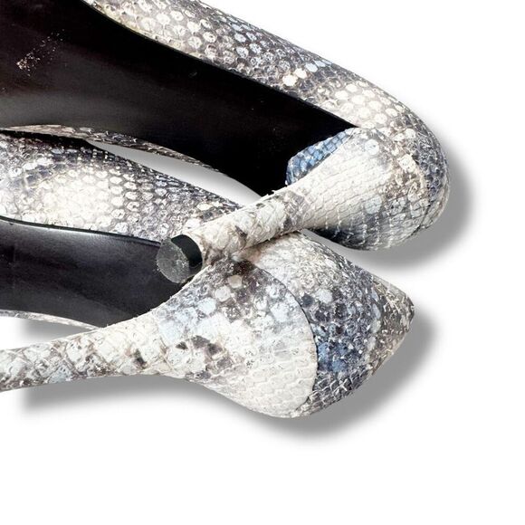Stuart Weitzman Python Stiletto Pumps Women’s Size 8 Textured Blue Cream Snake - Picture 10 of 12
